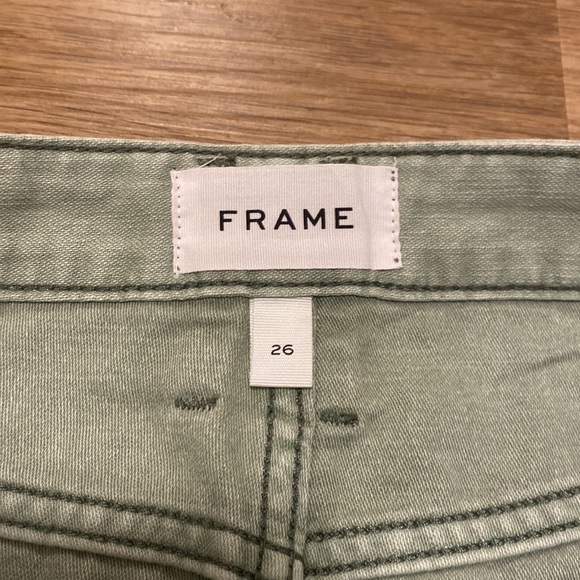 FRAME Denim and Light Green Khaki Two Tone Skirt - Picture 3 of 6